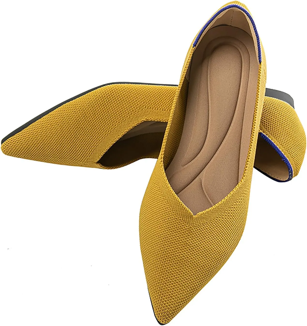 Women's Flats Shoes Pointed Toe Knit Ballet Comfortable Dressy Slip On Flat Classic Ballet Office Work Shoes