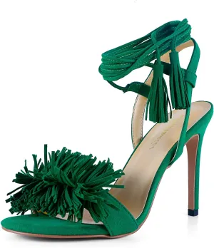 Women's Fringe High Heel Sandals Open Toe Stiletto Tassels Sandals Ladies Fashion Strappy Heeled Sandals