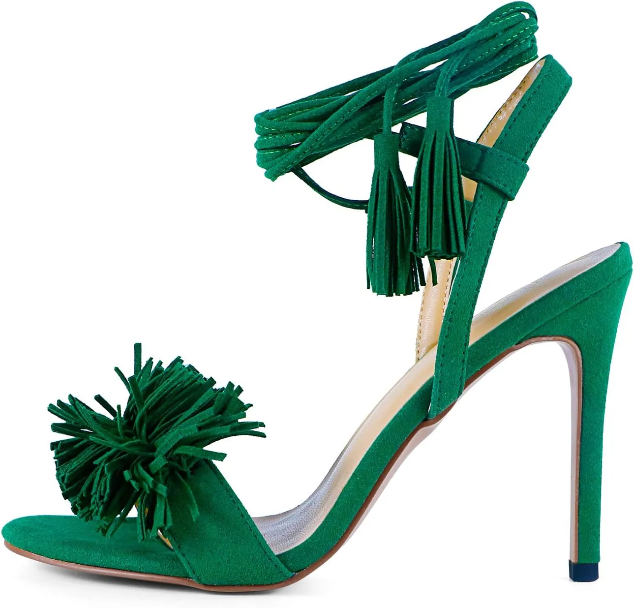 Women's Fringe High Heel Sandals Open Toe Stiletto Tassels Sandals Ladies Fashion Strappy Heeled Sandals