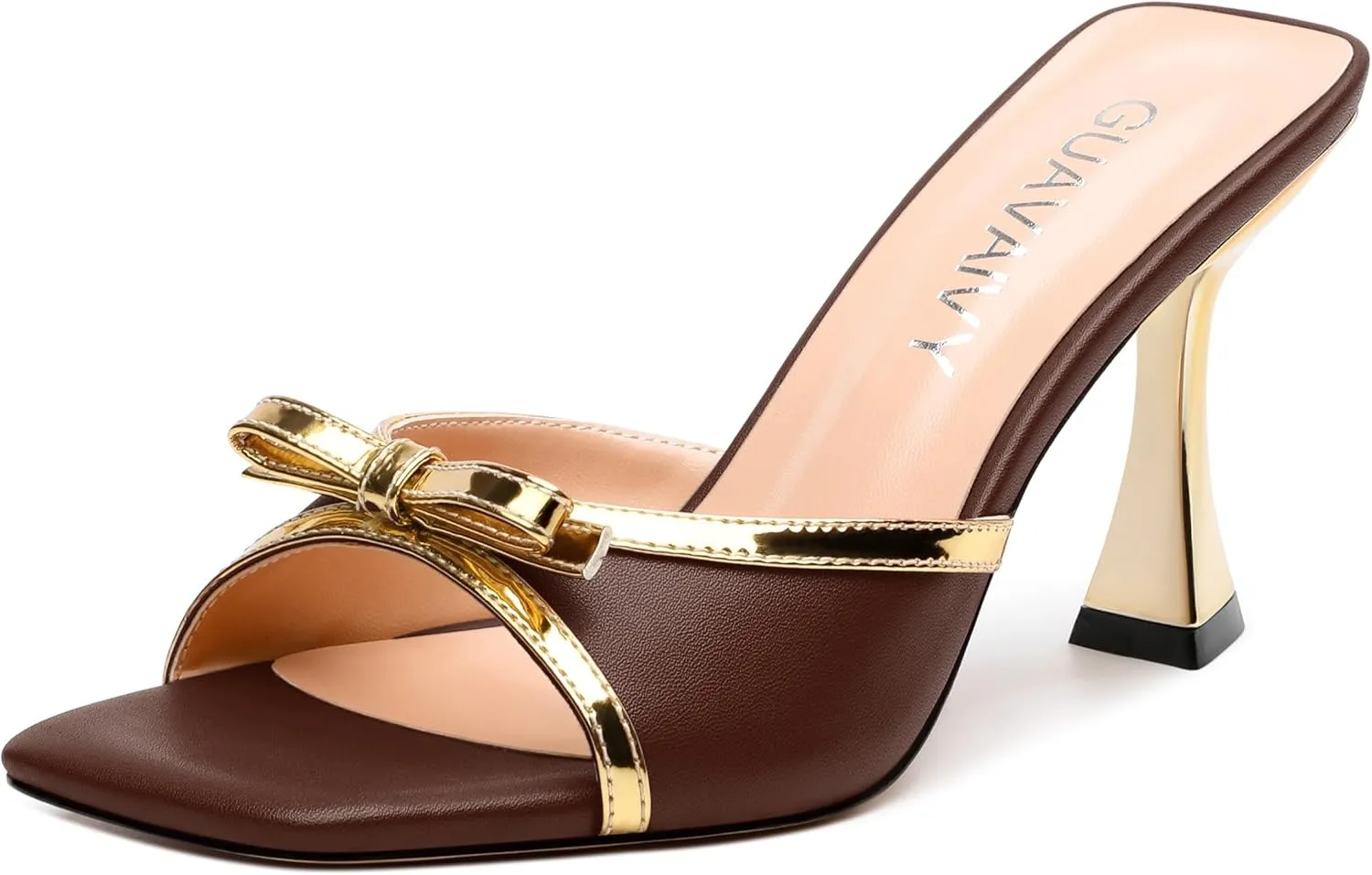 Women's Heeled Sandals, Open Square Toe Stilettos with Bow Detail, Fashion Dressy High Heels for Work, Parties & Daily Outings