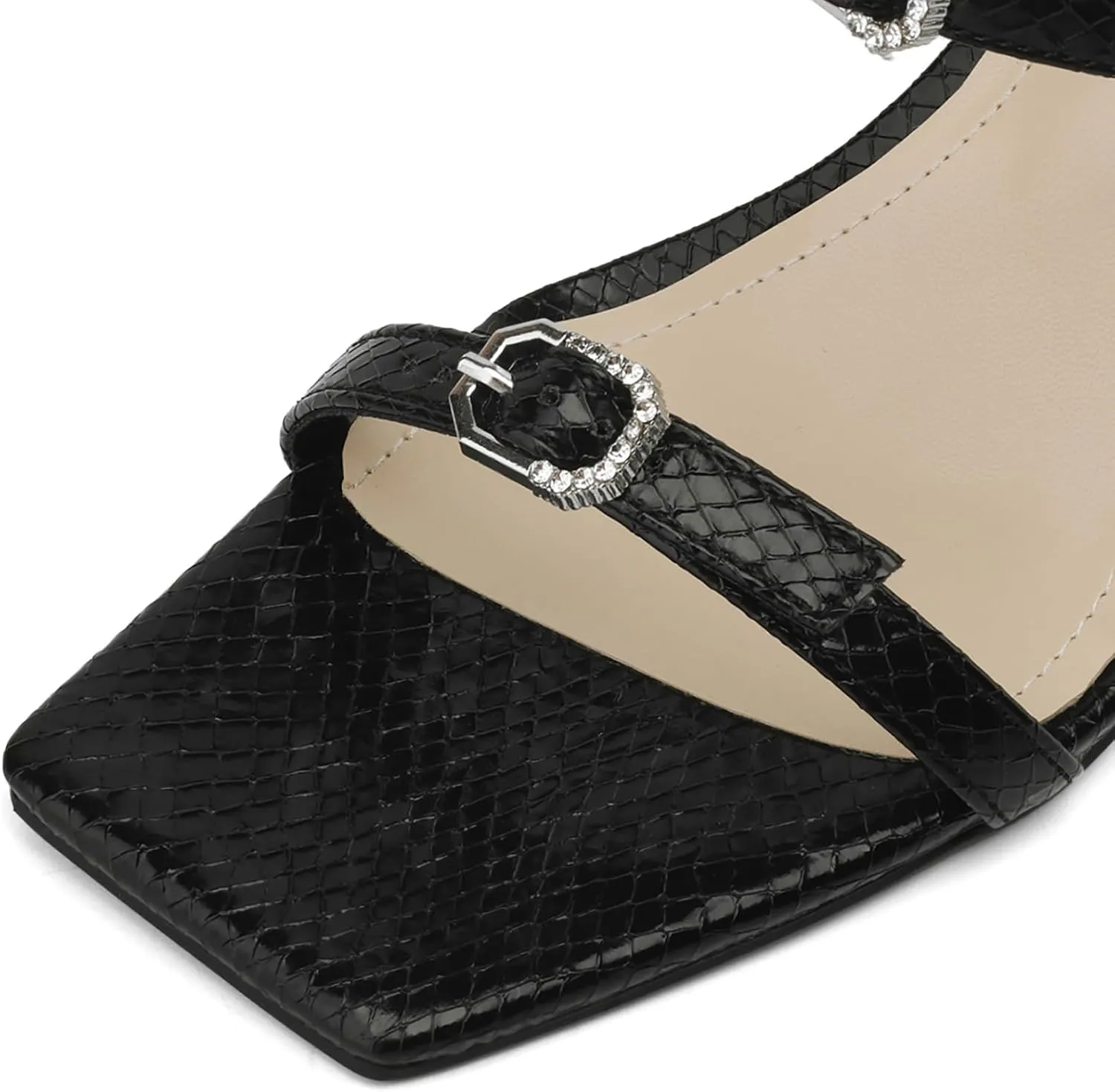 Women's Heeled Sandals Strappy Heels for Women Square Toe Prom Shoes Stiletto Heels Dressy for Party Wedding