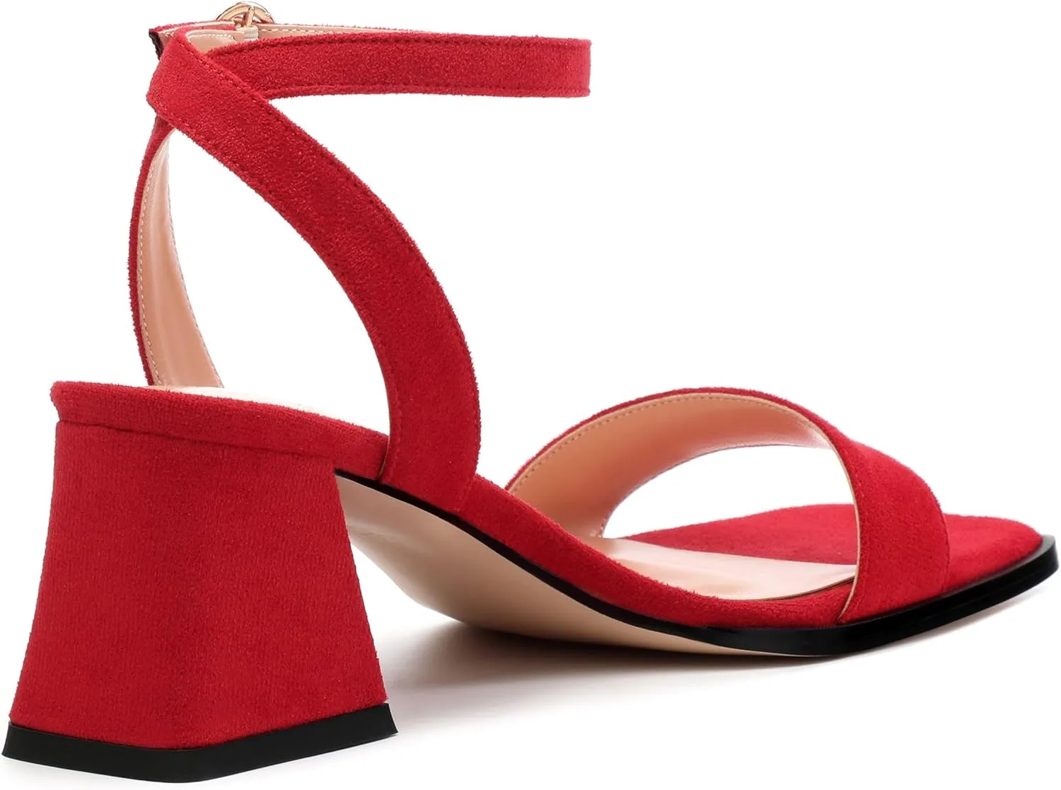 Women's High Chunky Heels Square Toe Block Ankle Strap Dress Comfort Sandals, 2" Heel Height