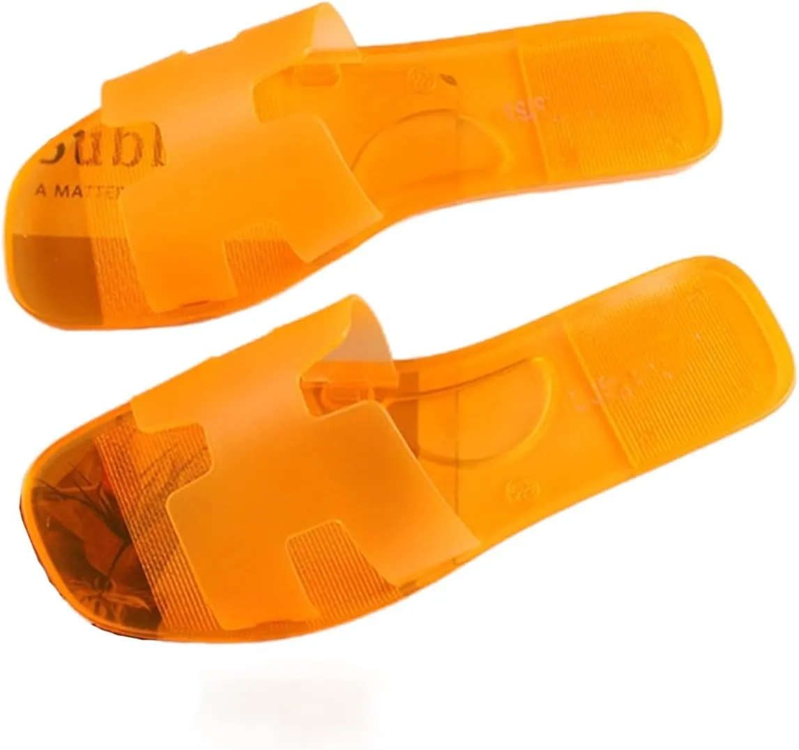 Women's Jelly Flat Sandals Open Toe Trendy Slip on Sandals for Women Slipper Sandals for Summer Outdoor Beach Pool