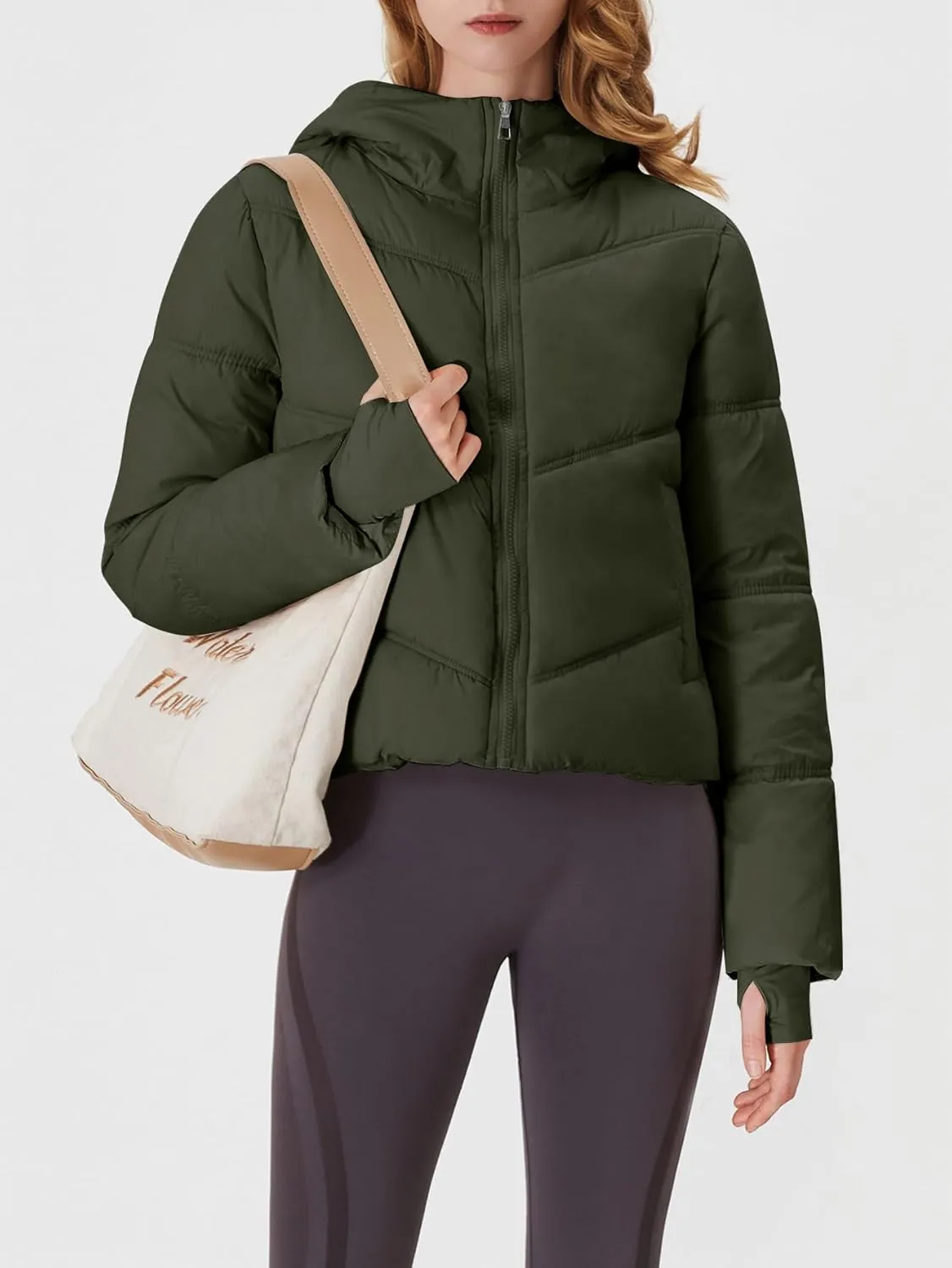 Womens Lightweight Quilted Puffer Jacket with Hood