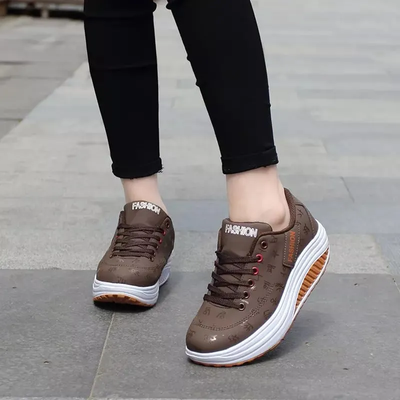 Women's Low Top Casual Walking Platform Wedge Sneakers Stylish Lightweight Sport Shoes Slip on Fashion Comfortable Running Shoes