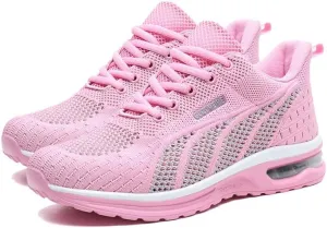 Womens mesh Breathable Running Shoes air Cushion Lightweight Sneakers Lace up Walking Tennis Shoes
