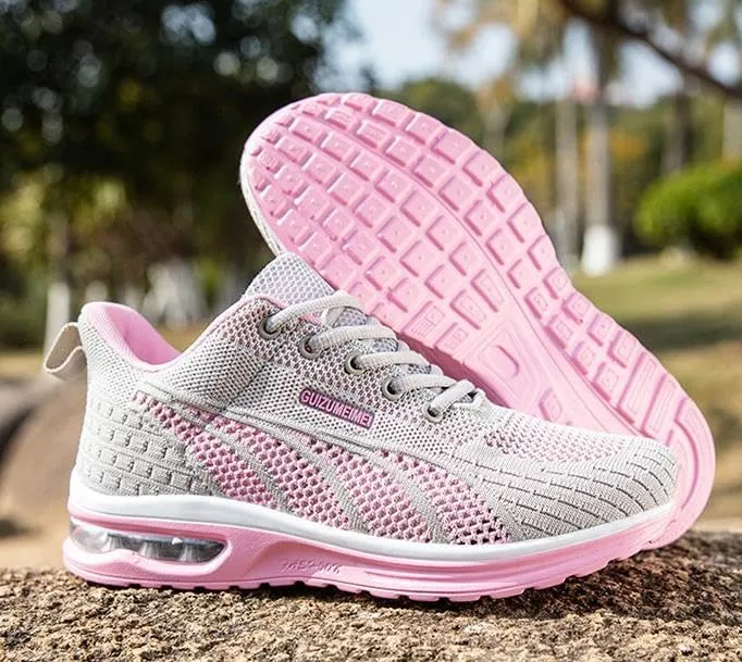 Womens mesh Breathable Running Shoes air Cushion Lightweight Sneakers Lace up Walking Tennis Shoes