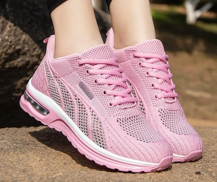 Womens mesh Breathable Running Shoes air Cushion Lightweight Sneakers Lace up Walking Tennis Shoes