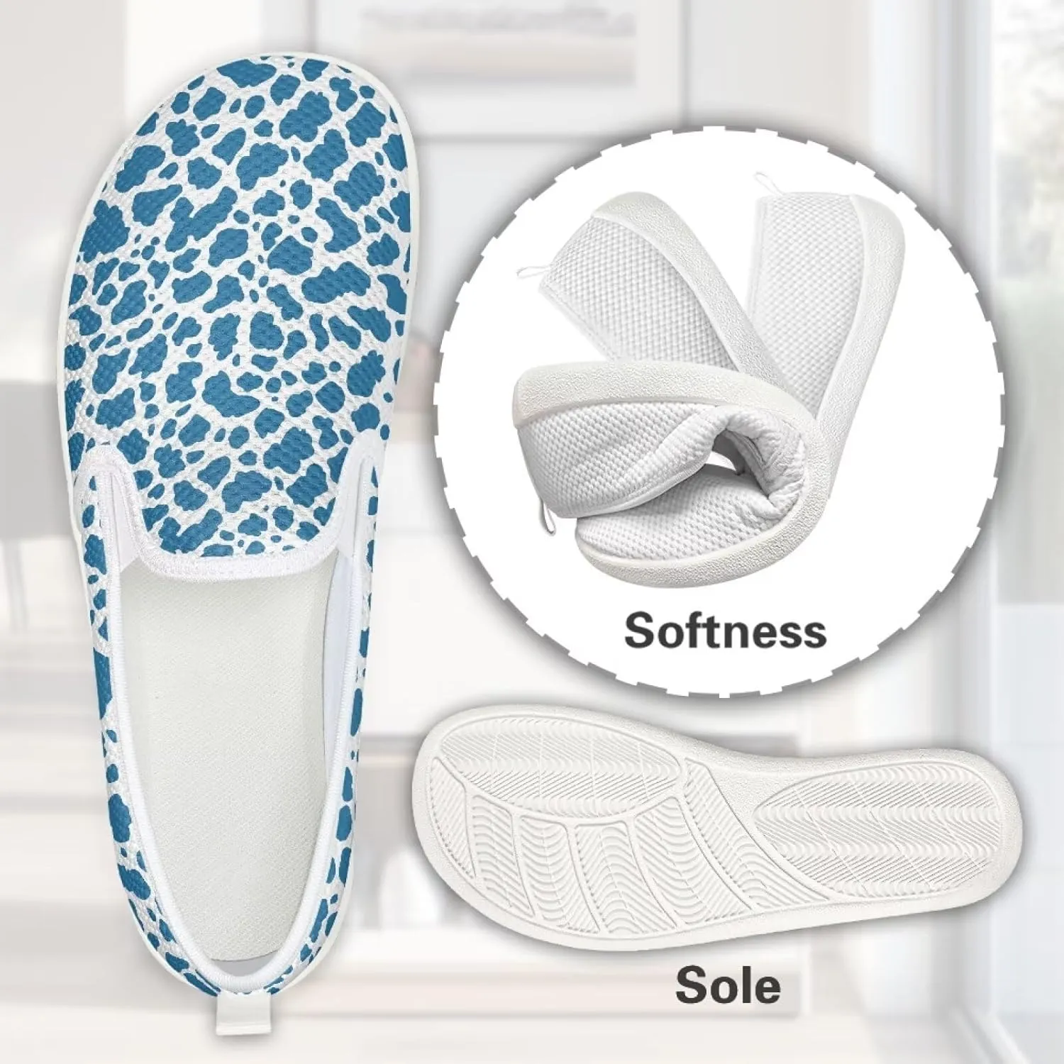 Women's Mesh Flats Shoes Breathable Slip On Casual Travel Walking Shoes Comfortable Non Slip Work Driving Flat Shoes US 6-11