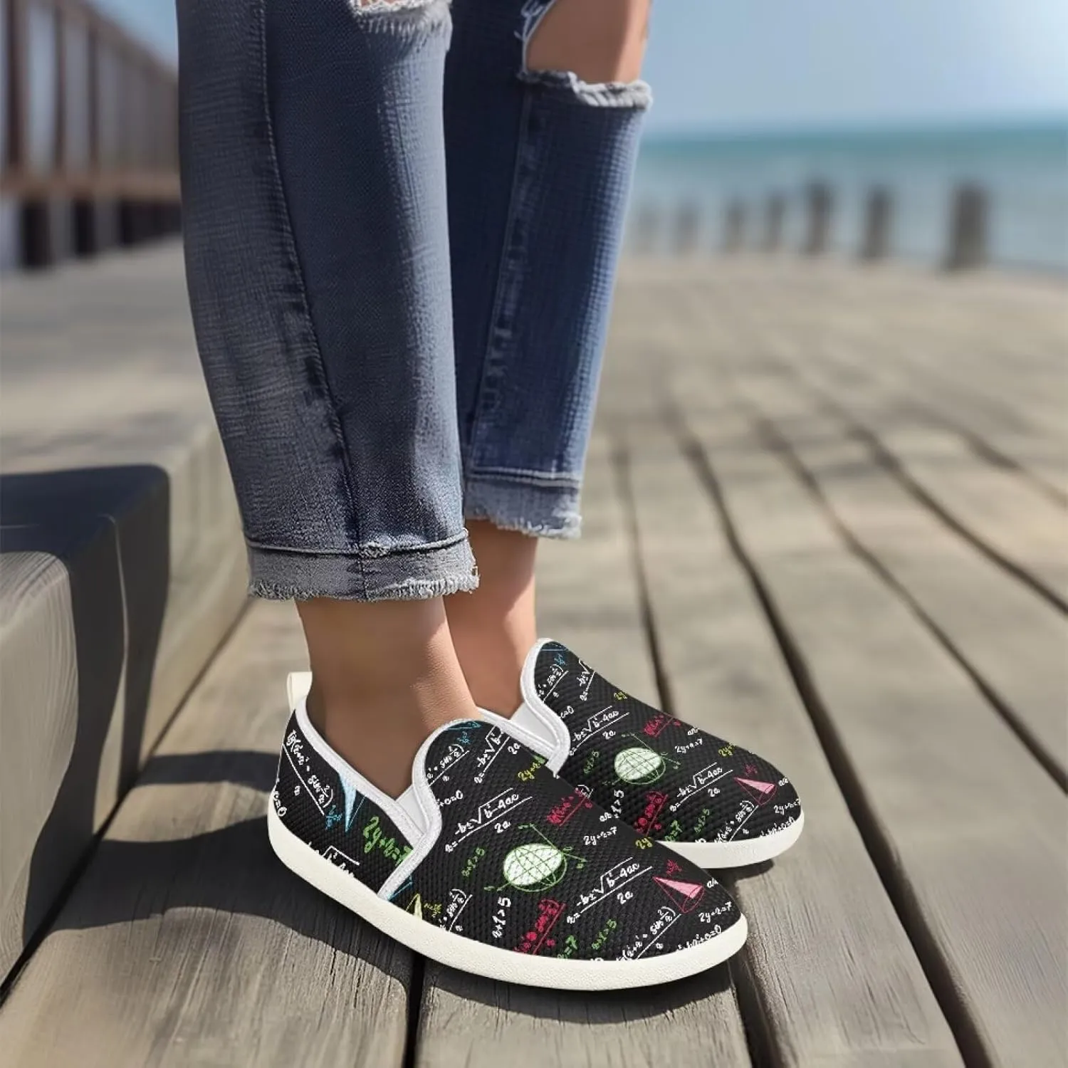 Women's Mesh Flats Shoes Breathable Slip On Casual Travel Walking Shoes Comfortable Non Slip Work Driving Flat Shoes US 6-11