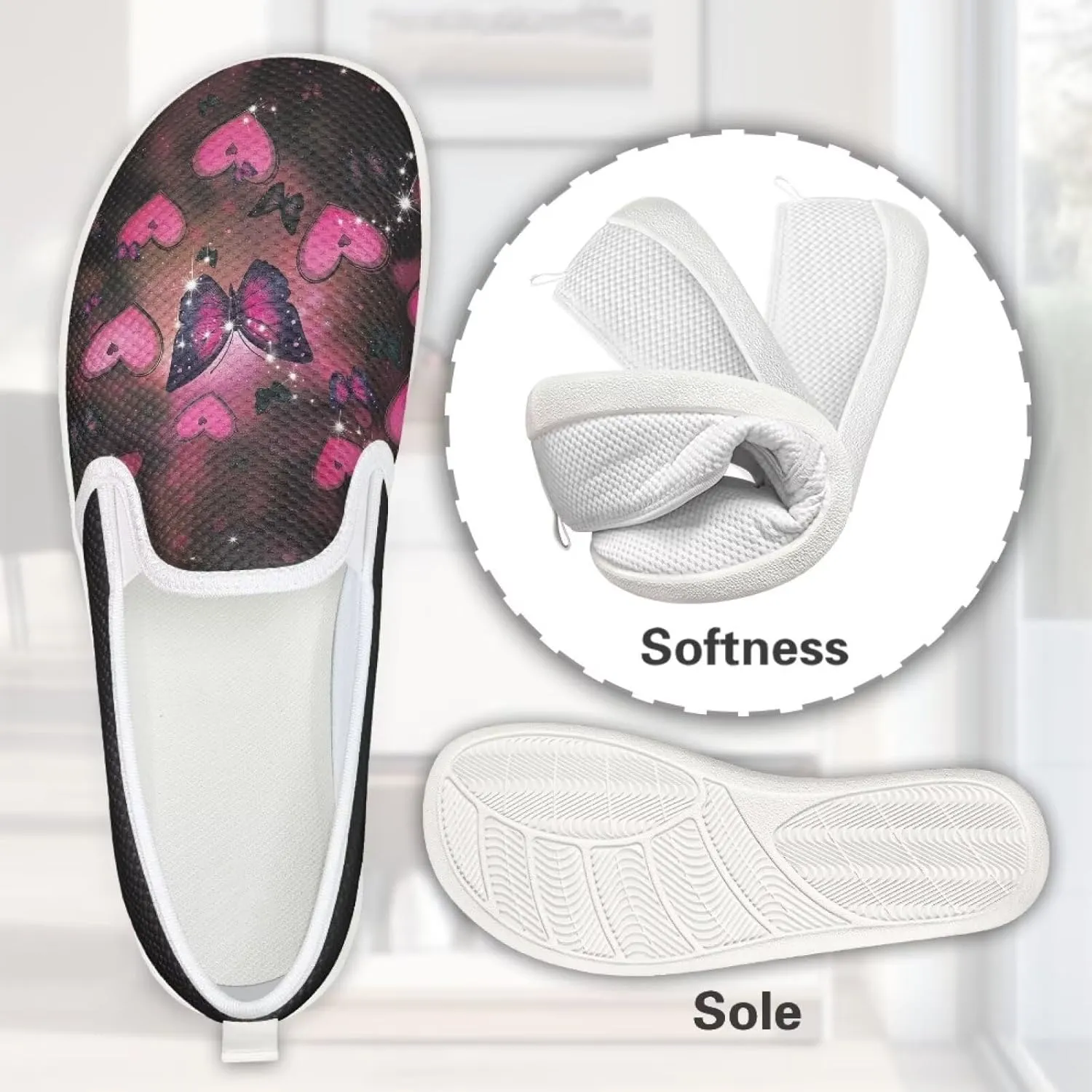 Women's Mesh Flats Shoes Breathable Slip On Casual Travel Walking Shoes Comfortable Non Slip Work Driving Flat Shoes US 6-11
