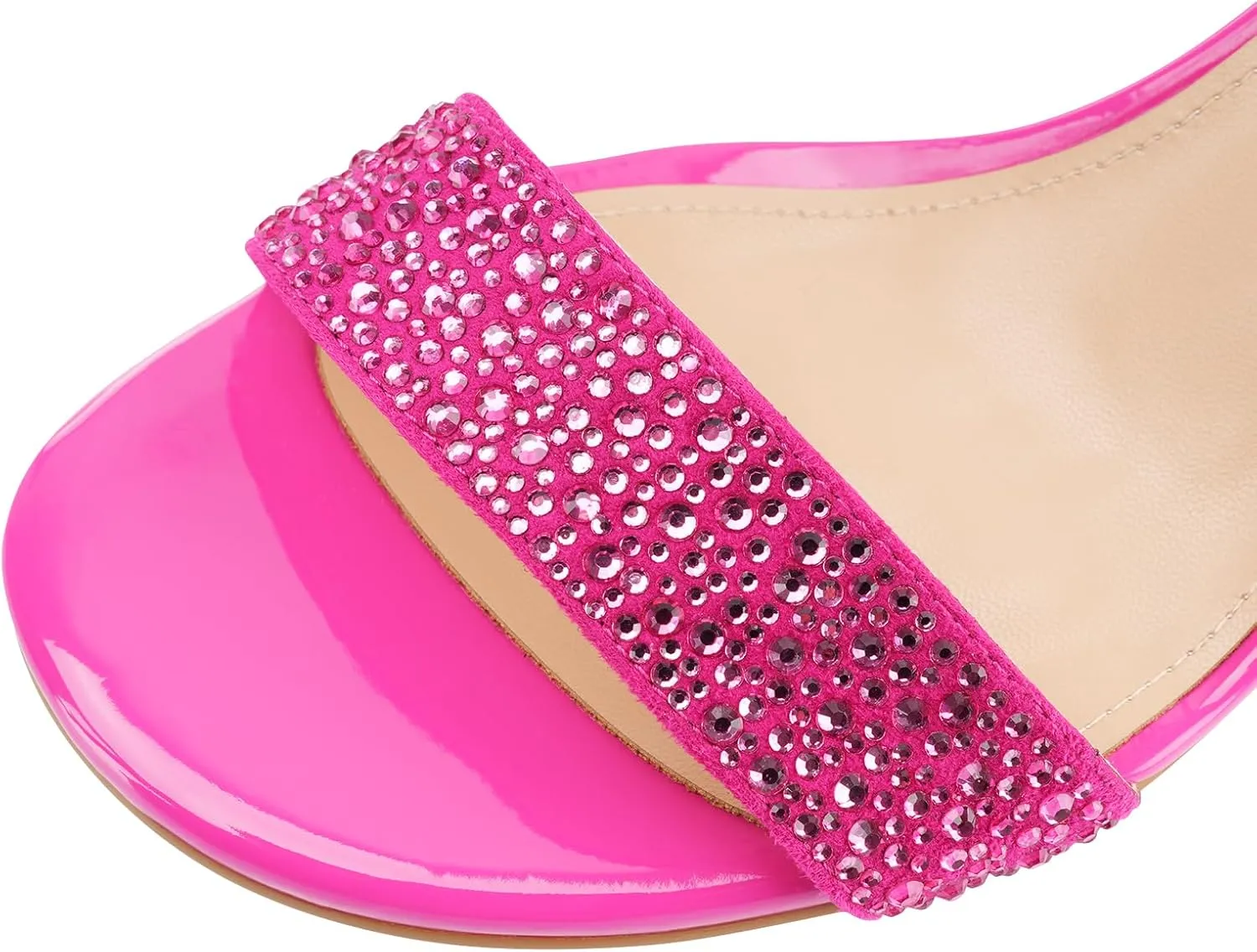 Women's Open Toe Strappy Low Block Heel Bling Rhinestone Sandals Silver Chunky Dressy Sparkly Heels with Ankle Strap Metal Buckle for Wedding Bride Ladies