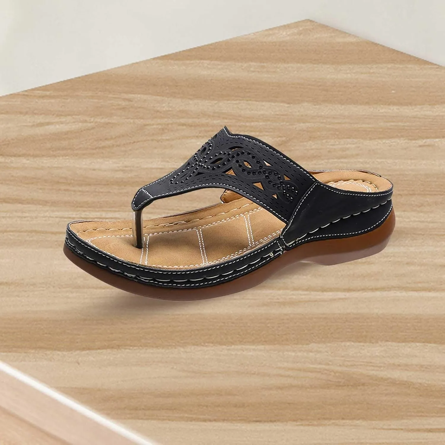 Womens Orthopedic Sandals with Arch Support Wide Width Clip Toe Flip Flops Dressy Wedge Platform Summer Beach Shoes