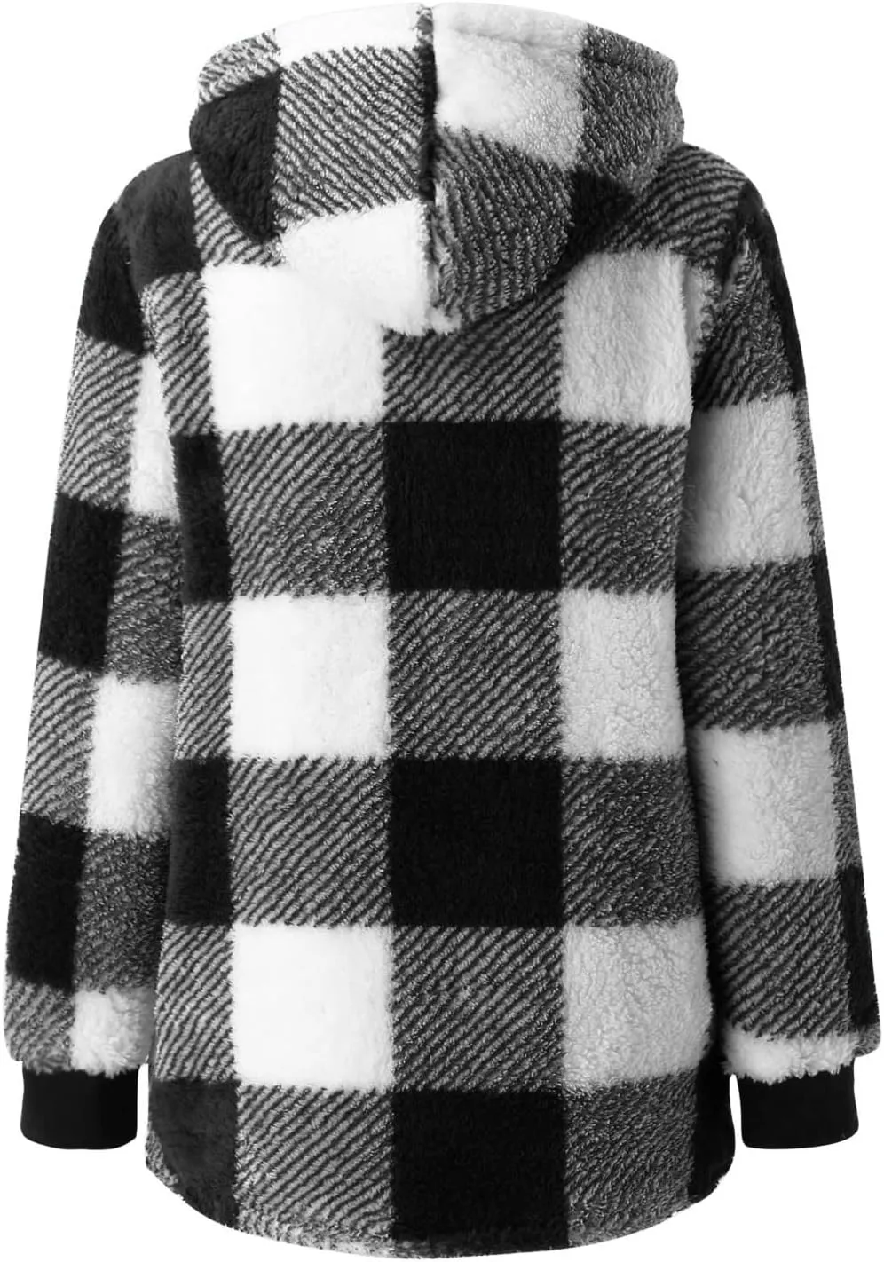 Womens Oversized Sherpa Jacket Fuzzy Fleece Jackets Zip Up Outerwear Teddy Bear Sweater Coats with Hood