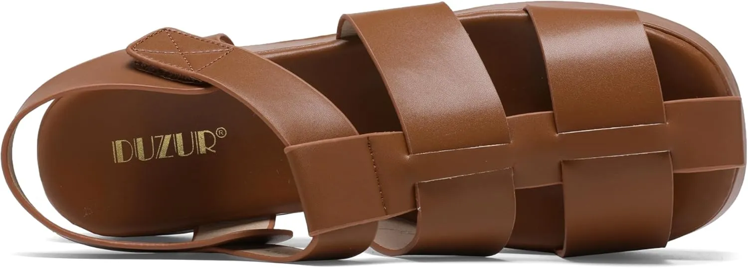 Womens Platform Fisherman Wedge Sandals,Lady Cute Square Toe Trendy Cute Dressy Casual Summer Comfortable Memory Foam Leather Strappy Holiday High Heel Beach Shoe