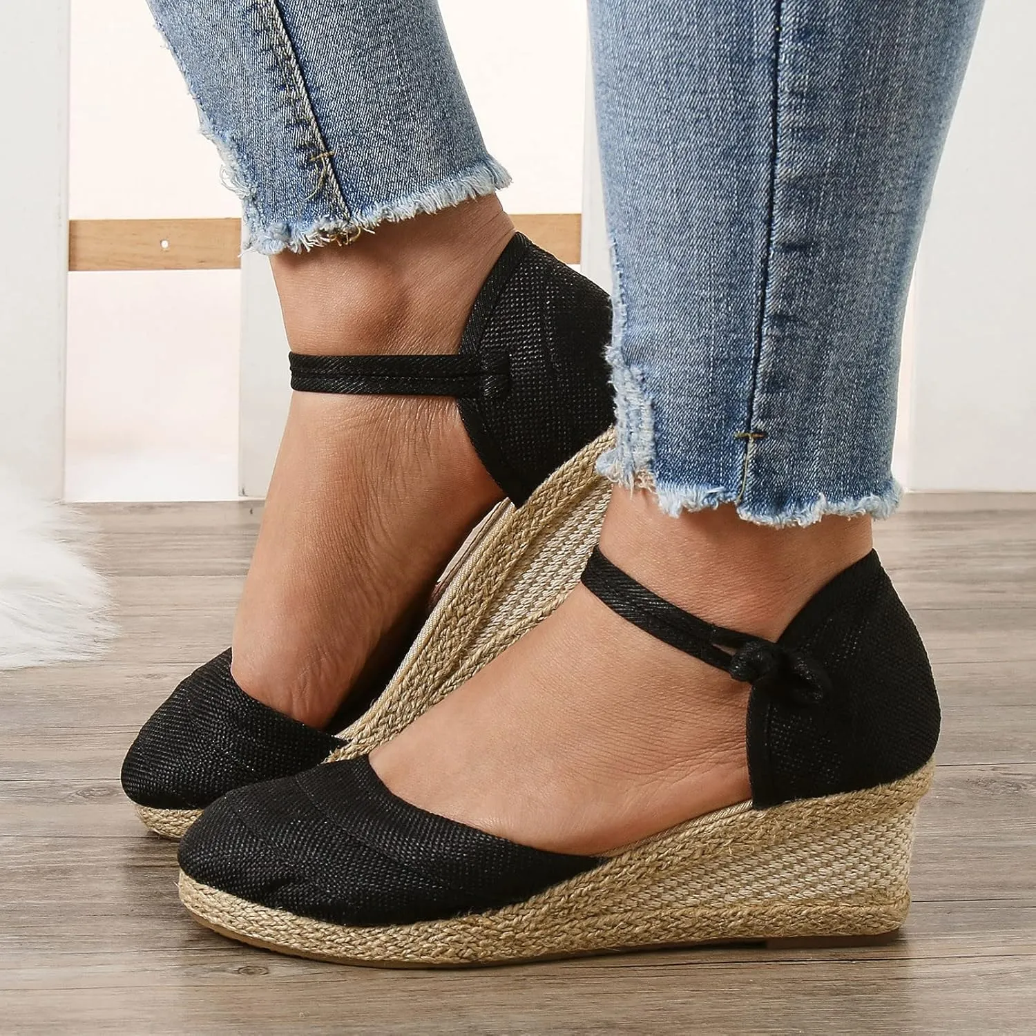 Women's Platform Wedge Sandals,Wide Women's Sandals Women Platform Wedge Sandals Fashion Versatile Braided Animal Print Heels Sandals for Women