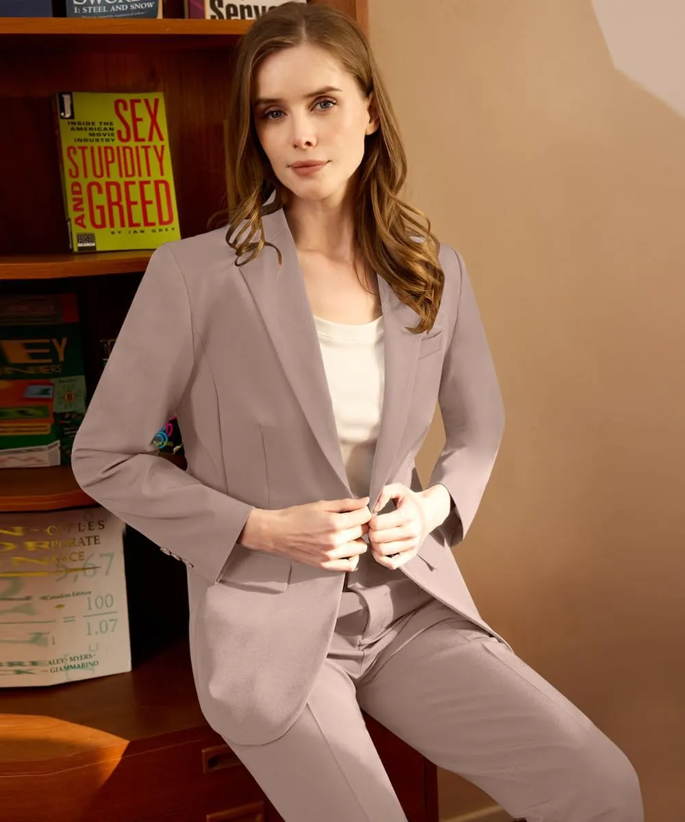 Women's Professional Suit 2 Piece Slim Fit Outfit Business Office Work Tuxedo Blazer Pants Suits