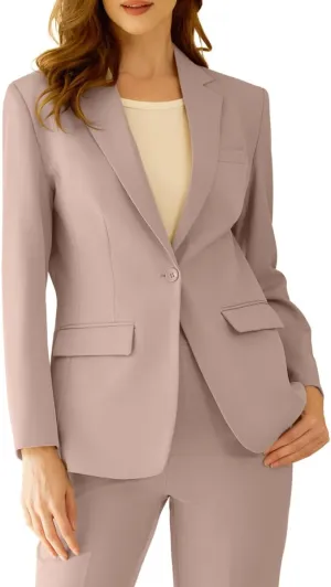 Women's Professional Suit 2 Piece Slim Fit Outfit Business Office Work Tuxedo Blazer Pants Suits