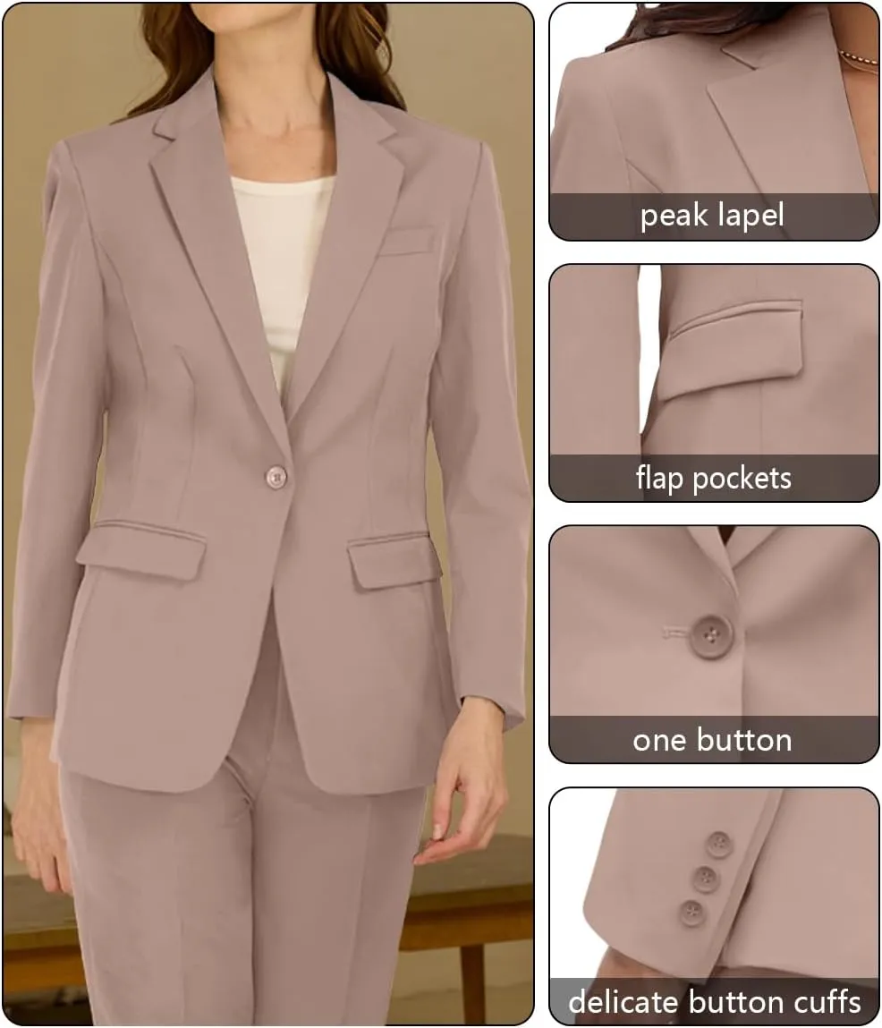 Women's Professional Suit 2 Piece Slim Fit Outfit Business Office Work Tuxedo Blazer Pants Suits