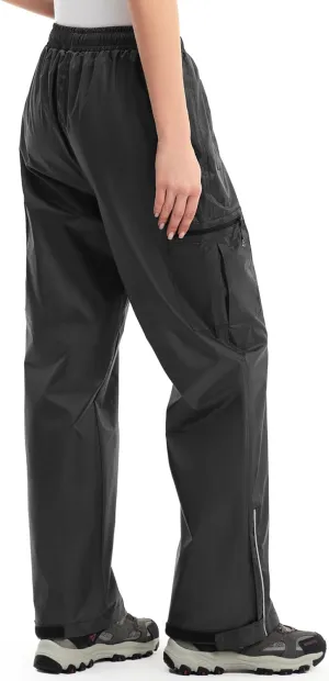 Women's Rain Pants Lightweight Waterproof Reflective,Windproof Breathable Gear Over Work for Hiking Cycling Outdoor Fishing