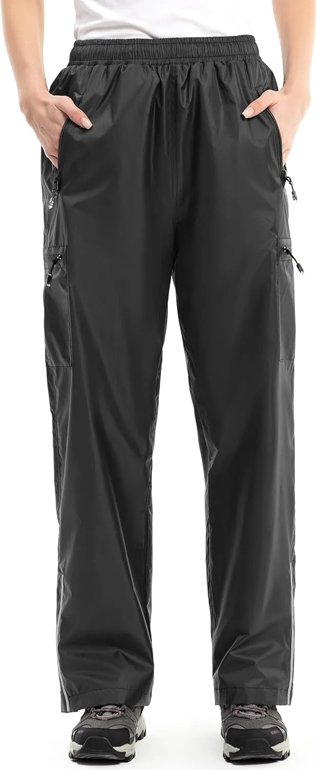 Women's Rain Pants Lightweight Waterproof Reflective,Windproof Breathable Gear Over Work for Hiking Cycling Outdoor Fishing