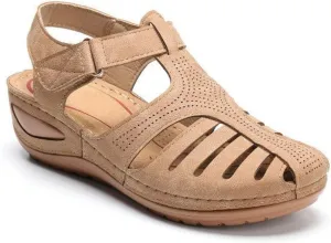 Women's Retro Wedge Sandals, Trendy Closed Toe Hollow Design, Womens Wedge Shoes for Casual & Stylish Looks Shibever Sandals for Women