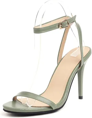 Women's Round Open Toe High Heels Slingback Ankle Strap Stiletto Sandals Strappy Wedding Party Dress Shoes