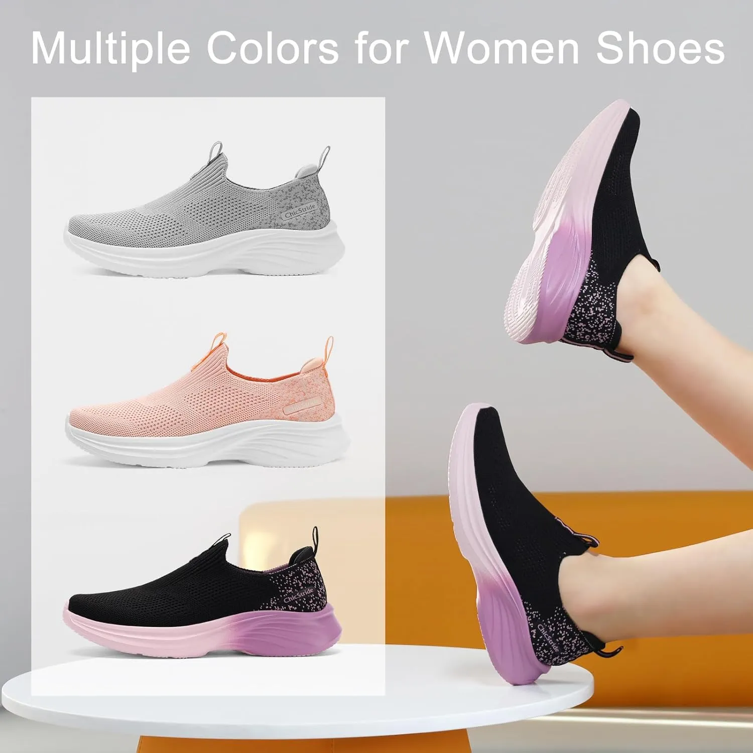 Women's Slip On Walking Shoes Tennis Comfort Athletic Gym Sneakers