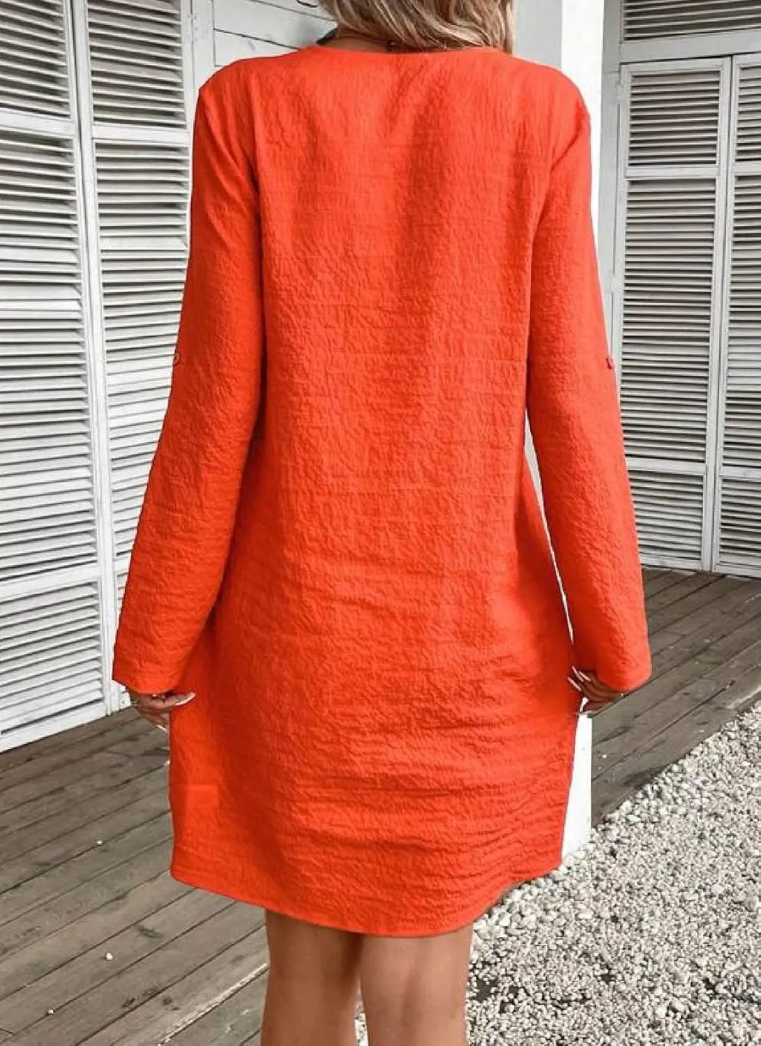 Womens Spring Summer Casual Adjustable 3/4 Sleeve V Neck Dress Beach Vacation Party Loose Mini Dress