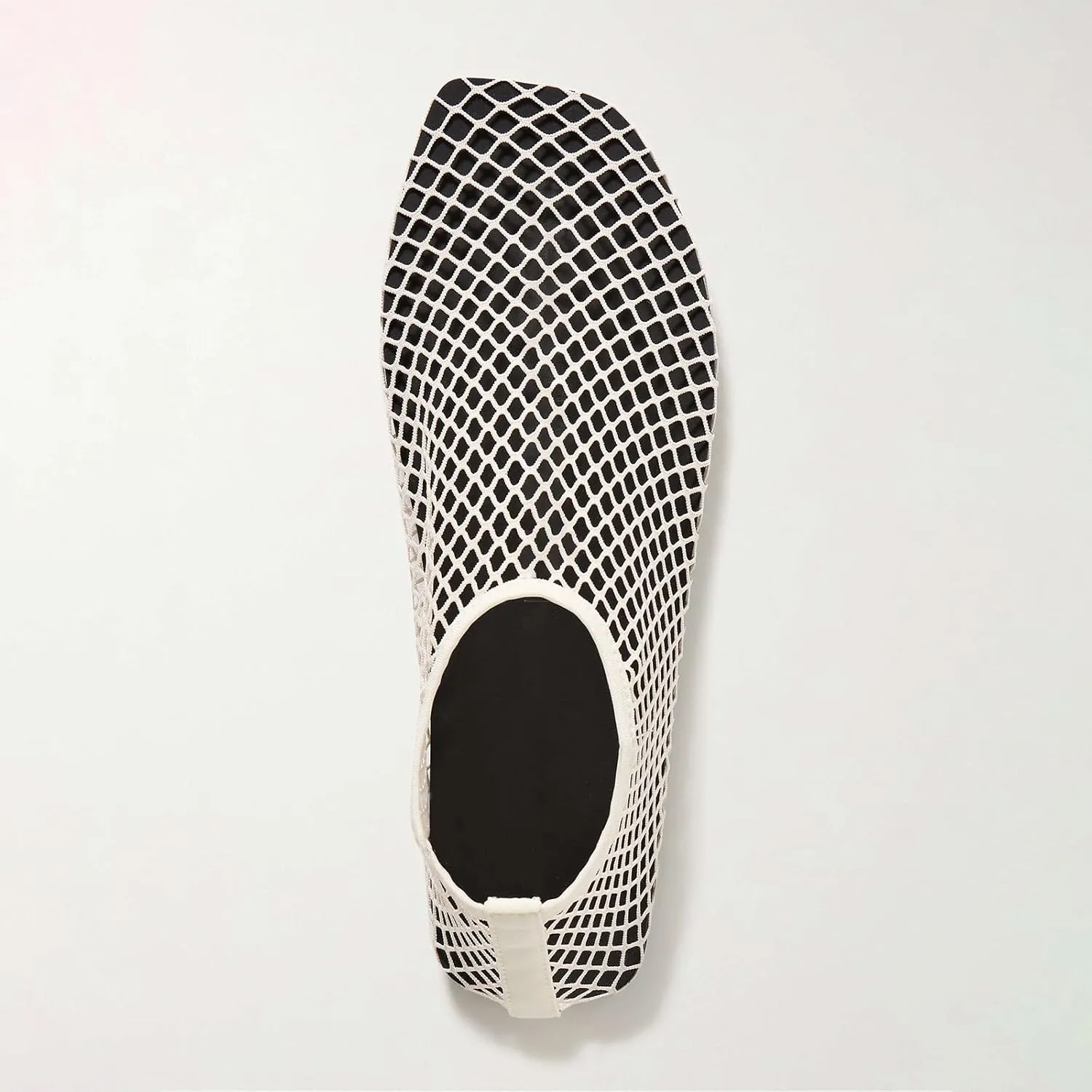 Women's Stretch Mesh Ballet Flats, Clear Fishnet Square Toe Ankle Sandals, Comfy Supportive Casual Office Ballerina Breathable Flat Shoes