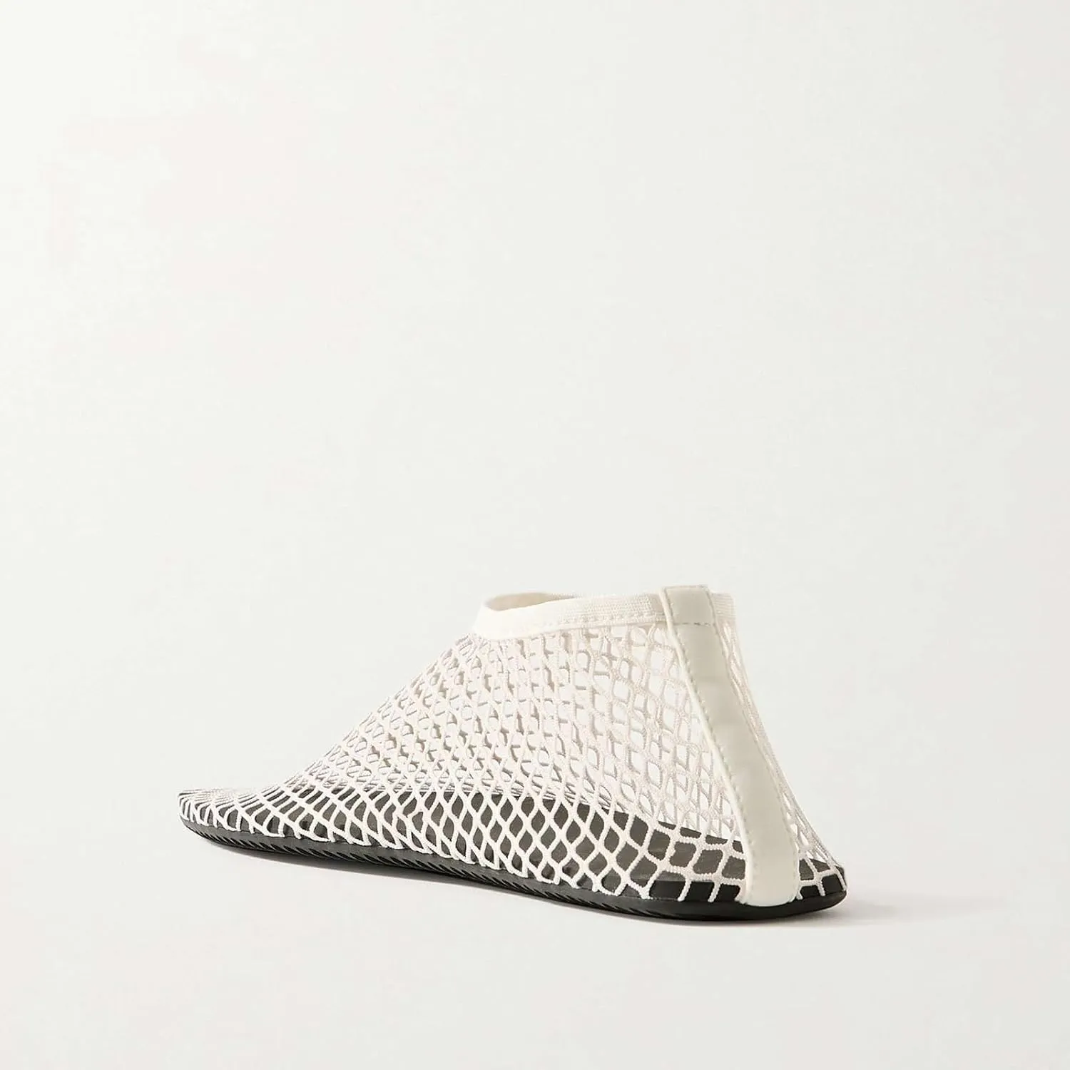 Women's Stretch Mesh Ballet Flats, Clear Fishnet Square Toe Ankle Sandals, Comfy Supportive Casual Office Ballerina Breathable Flat Shoes