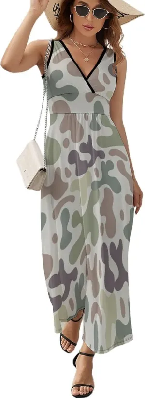 Womens Summer Maxi Dress Duck Hunter Camouflage Sundress Casual Sleeveless Long Dress
