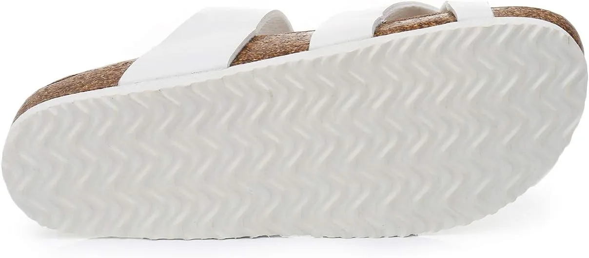 Women's Summer Sandals with Cork Footbed & Adjustable Buckle Suede Straps Open Toe Slides for Beach Vacation