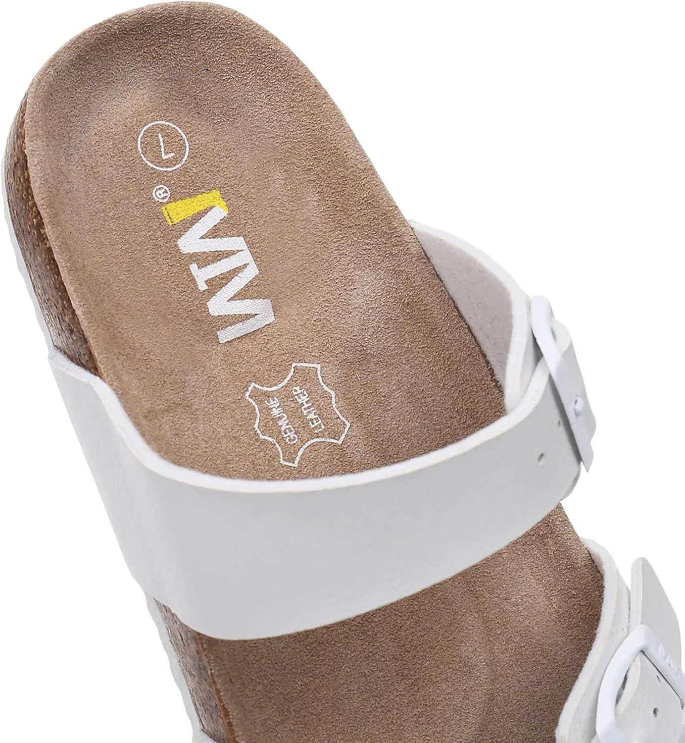 Women's Summer Sandals with Cork Footbed & Adjustable Buckle Suede Straps Open Toe Slides for Beach Vacation