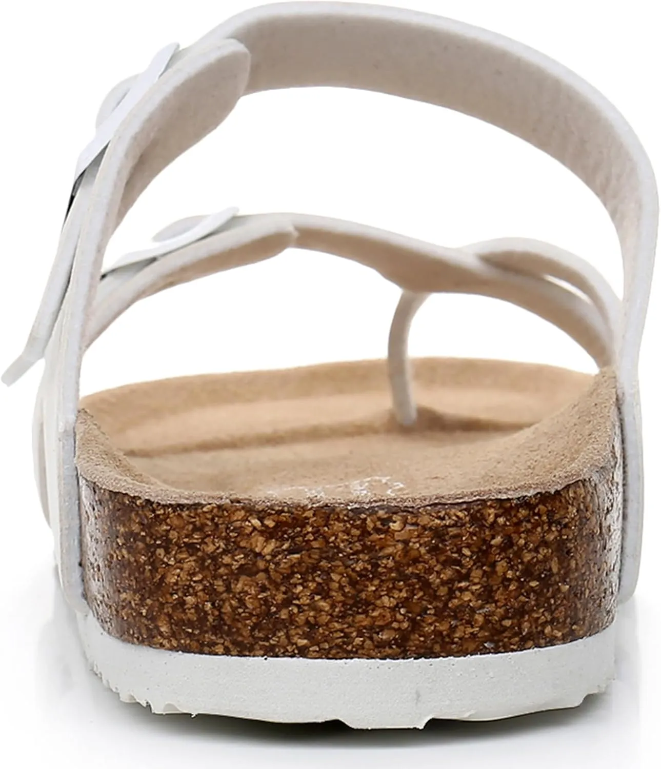 Women's Summer Sandals with Cork Footbed & Adjustable Buckle Suede Straps Open Toe Slides for Beach Vacation