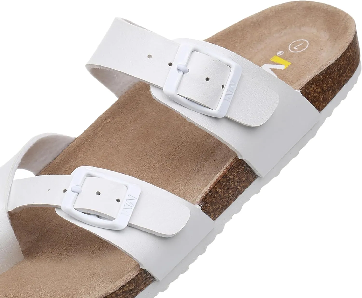 Women's Summer Sandals with Cork Footbed & Adjustable Buckle Suede Straps Open Toe Slides for Beach Vacation