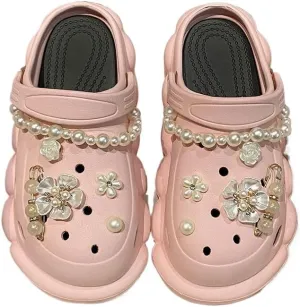 Women's Trendy Platform Clogs, Solid Color Hollow Out Non Slip Slide Shoes, Outdoor Beach Sandals