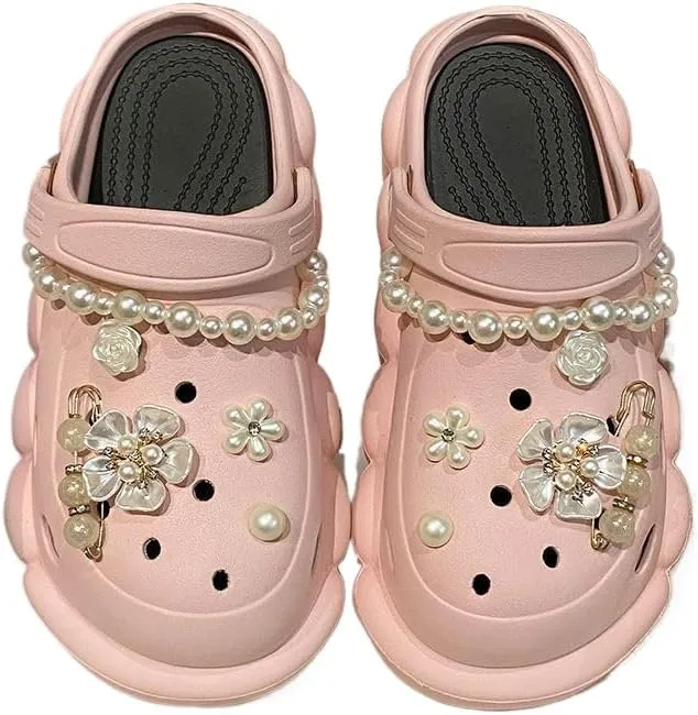Women's Trendy Platform Clogs, Solid Color Hollow Out Non Slip Slide Shoes, Outdoor Beach Sandals