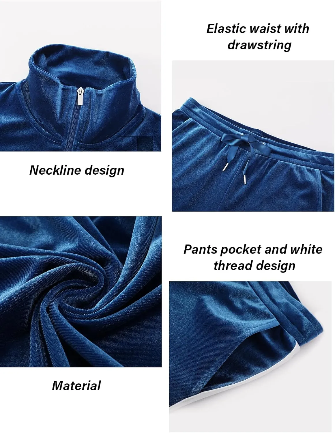 Womens Velour Tracksuits 2 Piece Long Sleeve Full Zip Velvet Sweatsuits Hoodie and Sweatpant Jogging Outfits