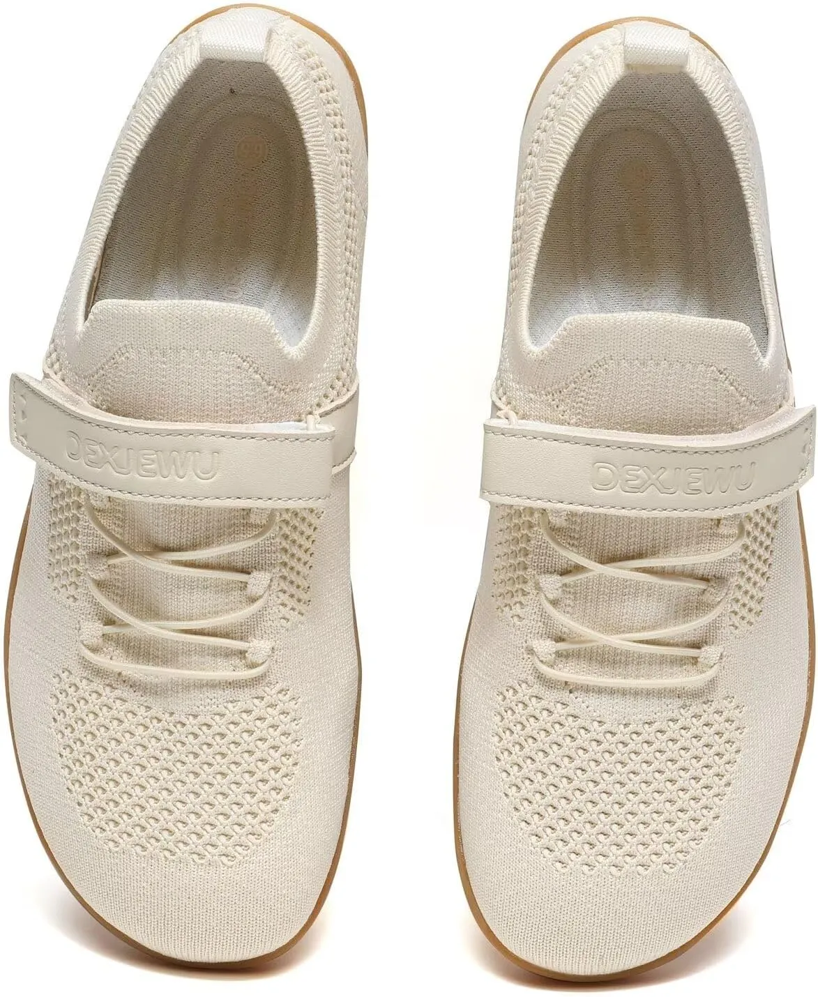 Women’s Wide Toe Walking Shoes Casual Tennis Gym Athletic Flats Slip-on Sneakers with Hook and Loop Strap