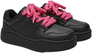 Women's Y2K Chunky Fashion Sneaker - Lace Up Street Style Low Top Thick Sole Casual Comfortable Walking
