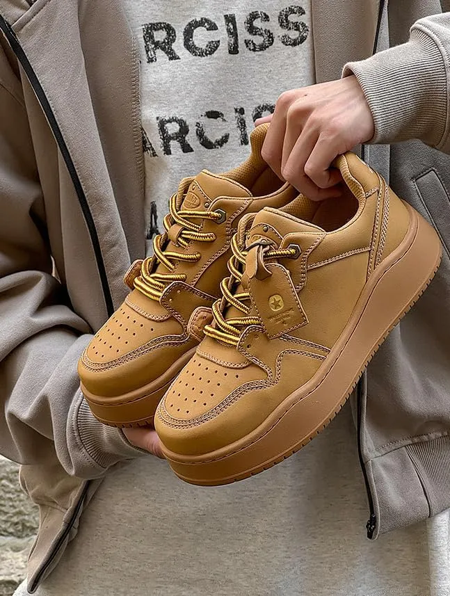 Women's Y2K Chunky Fashion Sneaker - Lace Up Street Style Low Top Thick Sole Casual Comfortable Walking