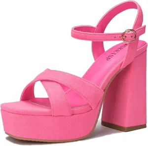 WSKEISP Platform Heels for Women Chunky High Heel Sandals Ankle Strap Fashion Sexy Wedding Evening Party Dress Pumps