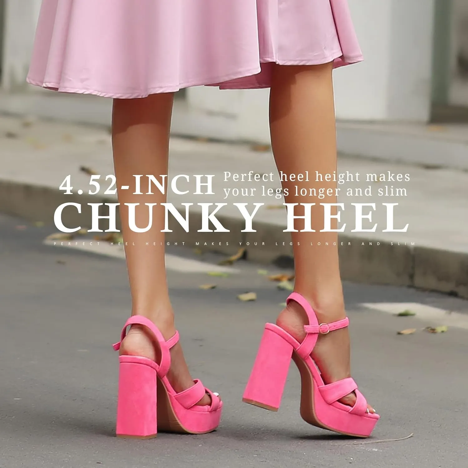 WSKEISP Platform Heels for Women Chunky High Heel Sandals Ankle Strap Fashion Sexy Wedding Evening Party Dress Pumps