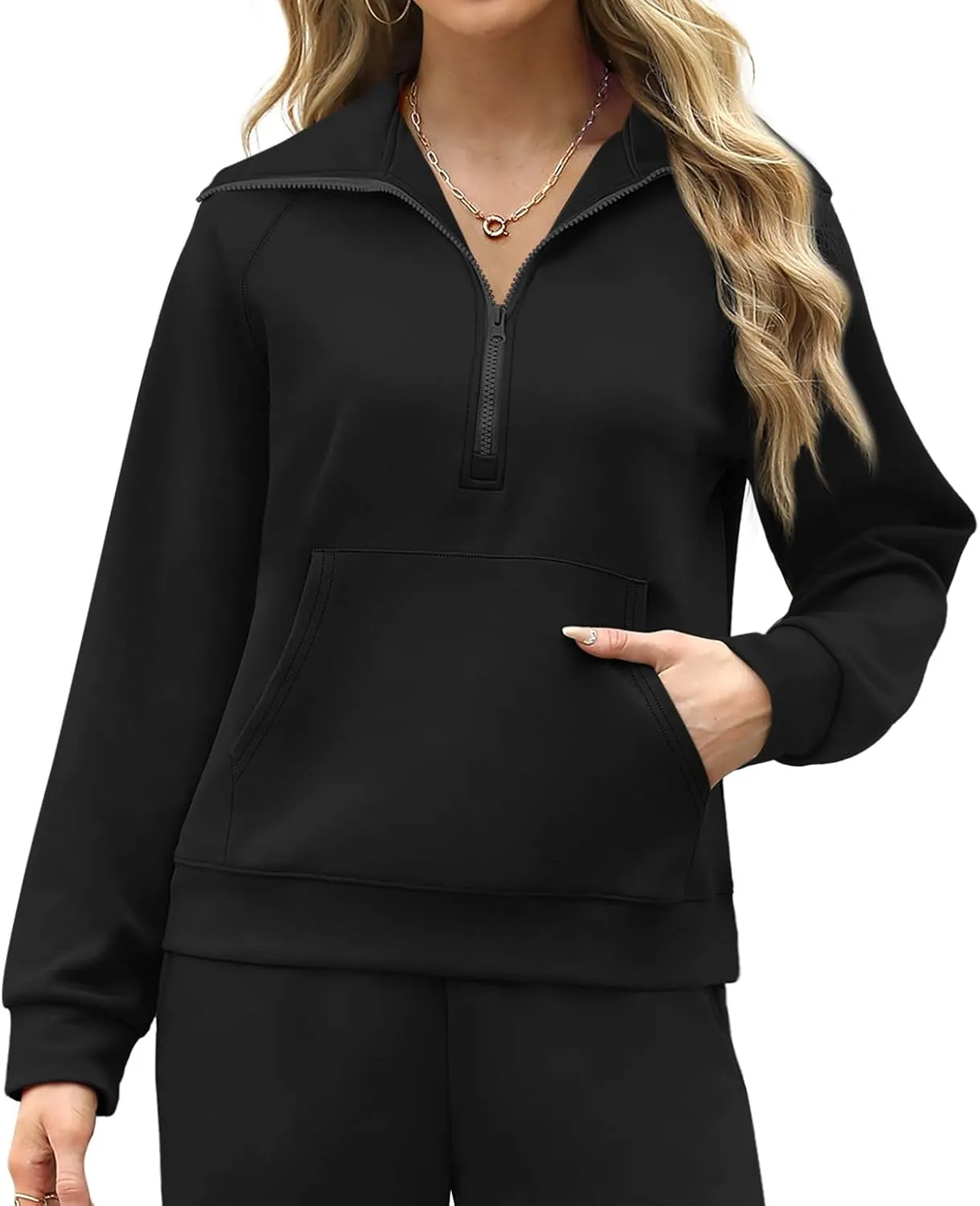 XIEERDUO Lounge Sets For Women 2024 Half Zip Sweatshirt And Wide Leg Sweatpant 2 Piece Outfits Sweatsuit Tracksuit