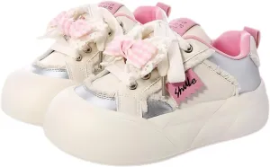 Y2K Sneakers Vegan Leather Colorful Dopamine-Inspired Platform Shoes   2-Inch Height Boost & Cushioned Comfort   Cute Bow Accent   Trendy Streetwear Must-Have