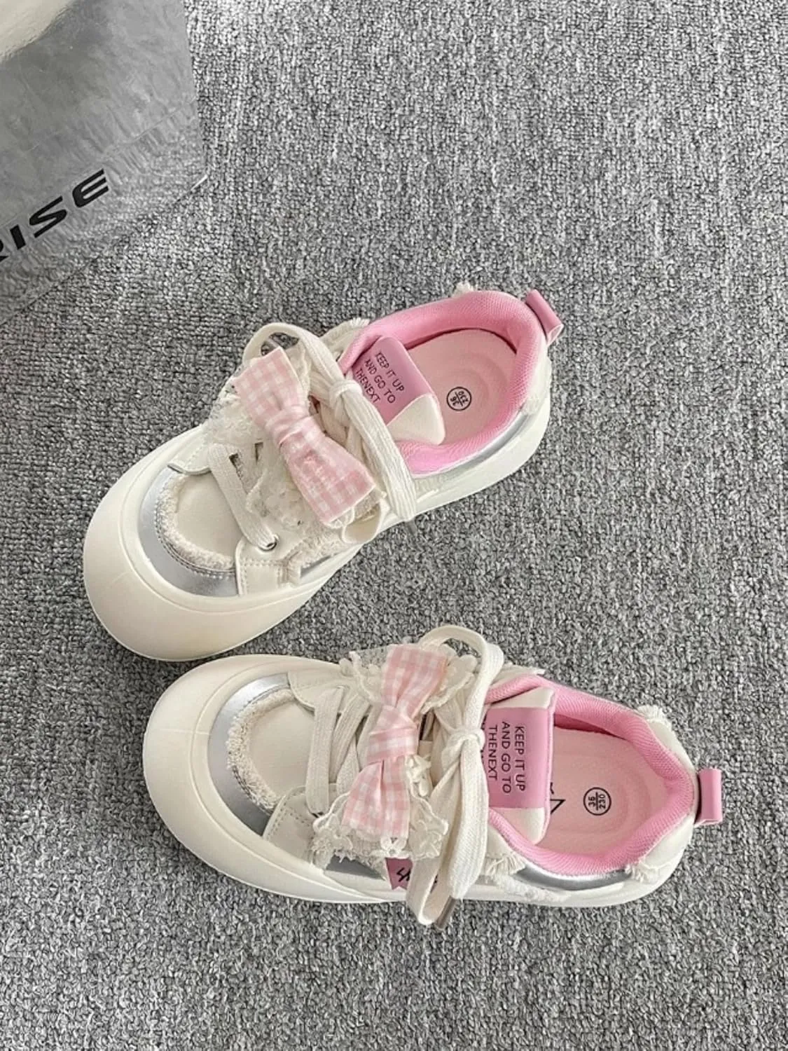 Y2K Sneakers Vegan Leather Colorful Dopamine-Inspired Platform Shoes   2-Inch Height Boost & Cushioned Comfort   Cute Bow Accent   Trendy Streetwear Must-Have