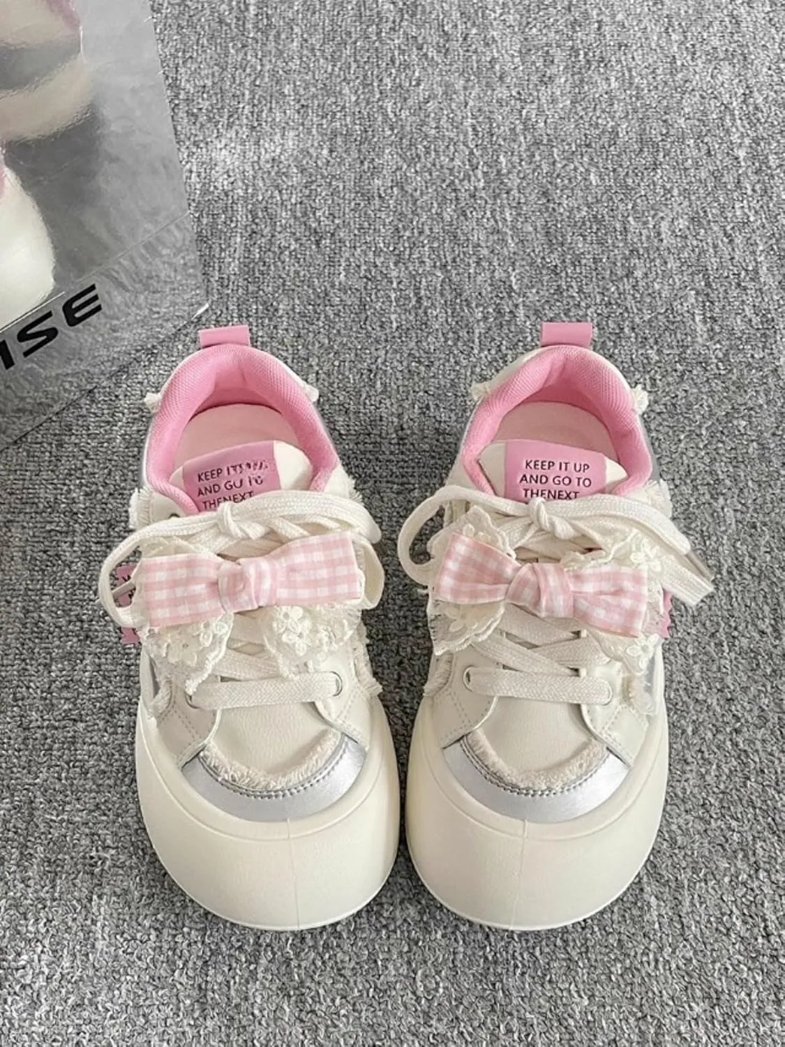 Y2K Sneakers Vegan Leather Colorful Dopamine-Inspired Platform Shoes   2-Inch Height Boost & Cushioned Comfort   Cute Bow Accent   Trendy Streetwear Must-Have