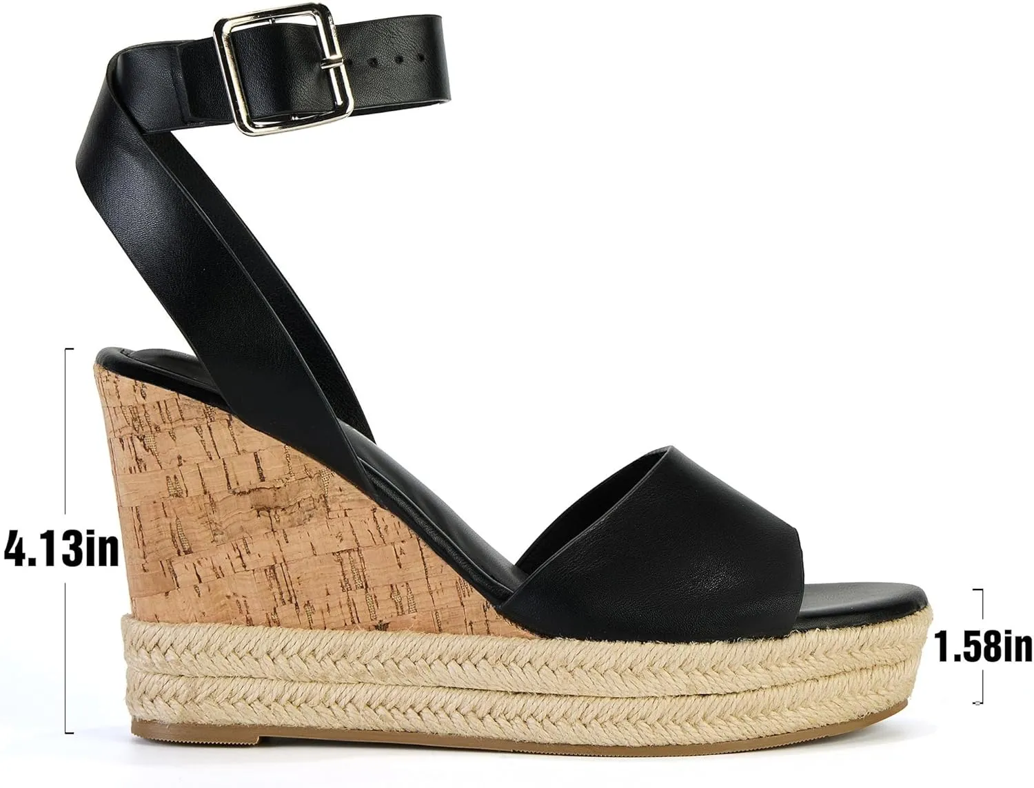 Yavero Women's Espadrille Wedge Sandals Open Toe Platform Sandals with Ankle Strap Stylish Cork Wedges for Summer