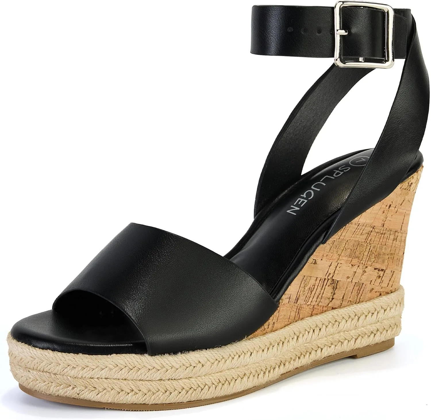 Yavero Women's Espadrille Wedge Sandals Open Toe Platform Sandals with Ankle Strap Stylish Cork Wedges for Summer